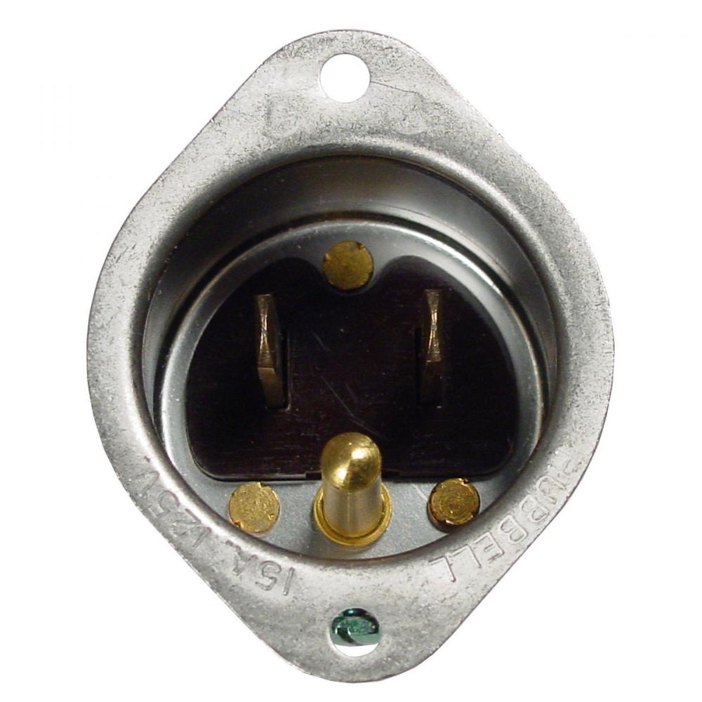SB INLET, 15A 125V, 5-15P, SS, MINI