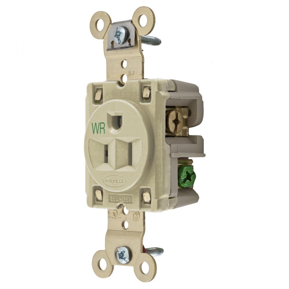 WR RCPT, SING, SB, HD, 15A 125V, IV