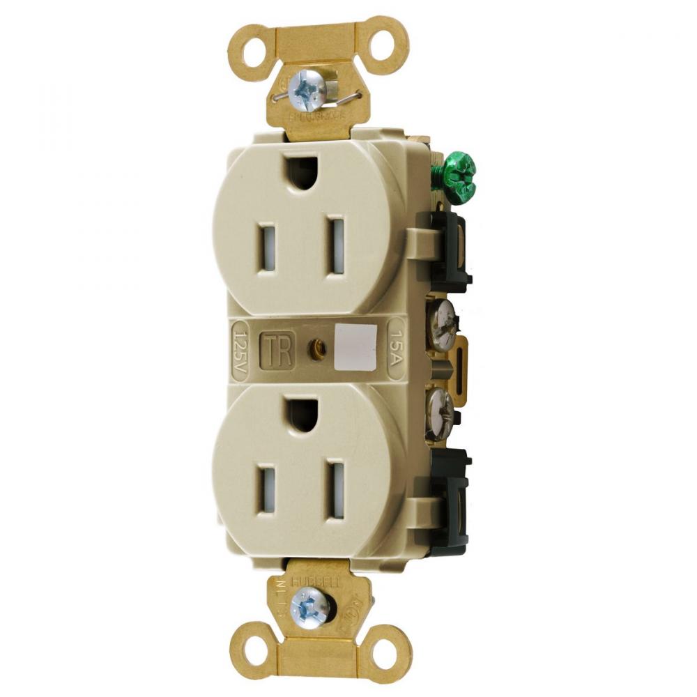 DUP RCPT, IND, TR, 15A/125V, 5-15R, IV