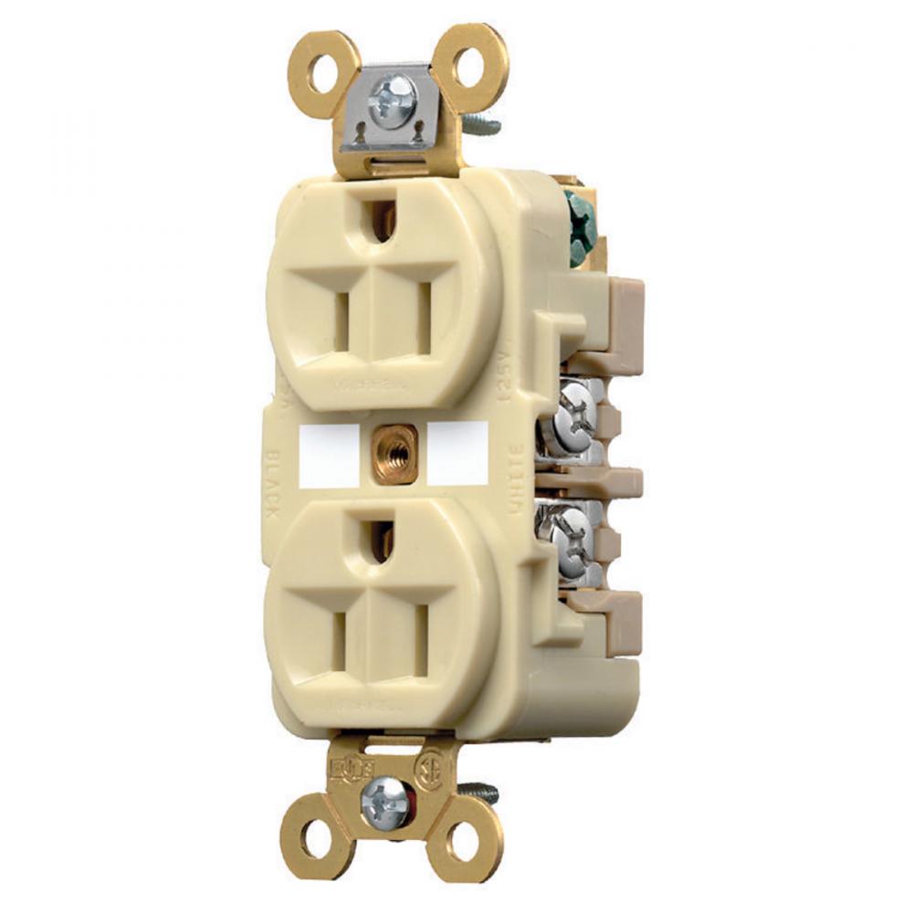 DUP RCPT, HD IND GRD, 15A125V, 5-15R, IV