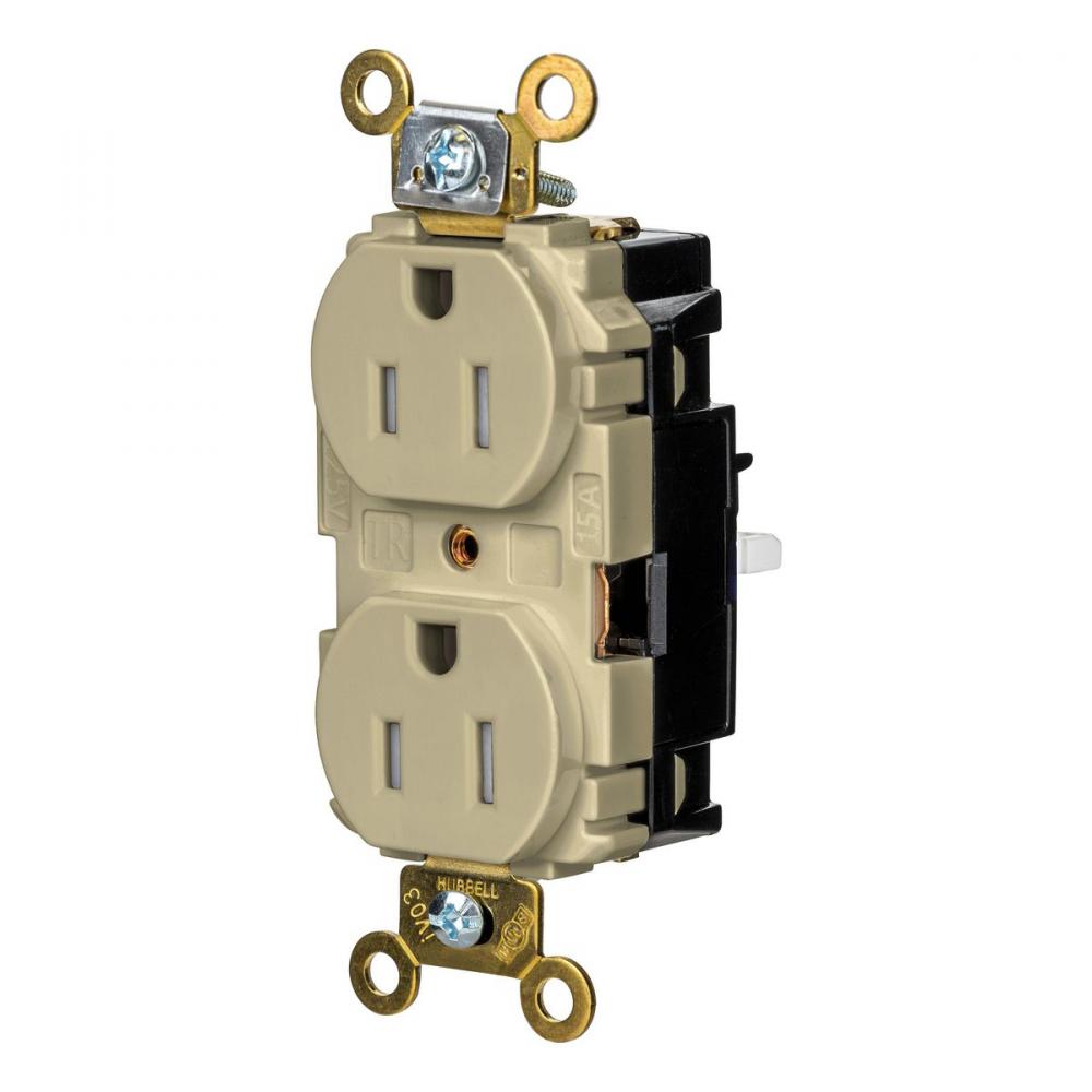 DPLX RCPT IND, TR, SPRG TRM 15A 125V, IV