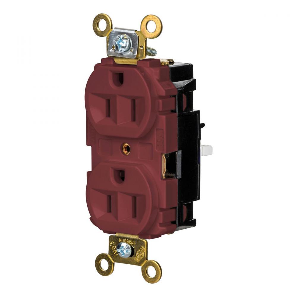 DPLX RCPT, IND, SPRG TRM, 15A 125V, RD