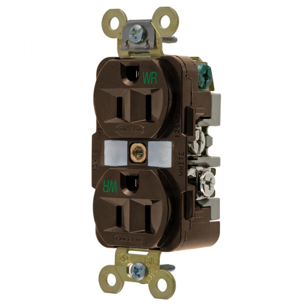 WR RCPT, DUP, SB, HD SPEC, 15A 125V, BR