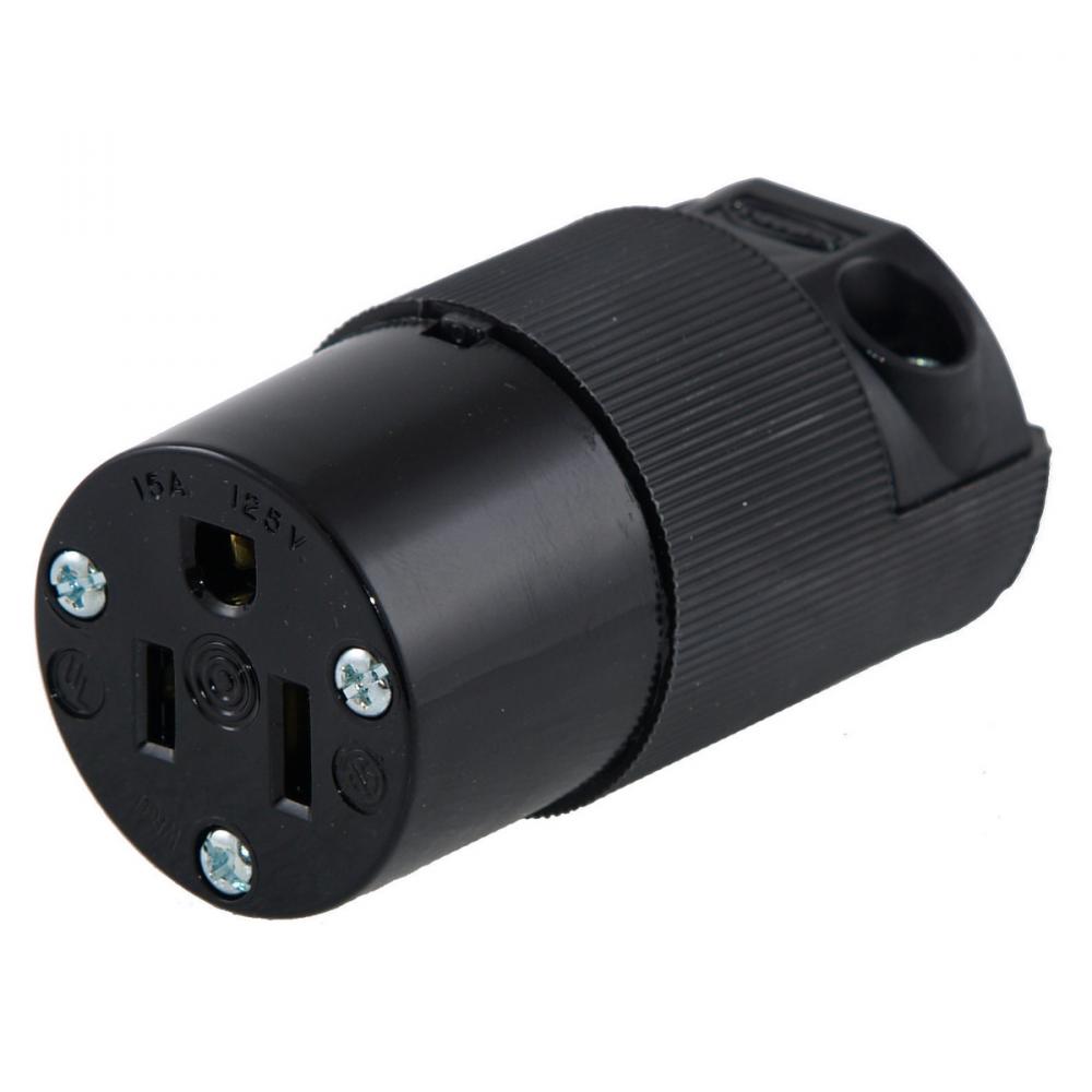 CONN, 15A 125V, 5-15P, 12/3 SO, BLACK
