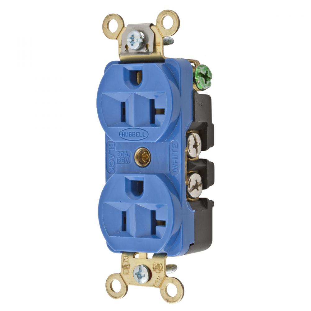 DUP RCPT, IND GRD, 20A 125V, 5-20R, BL
