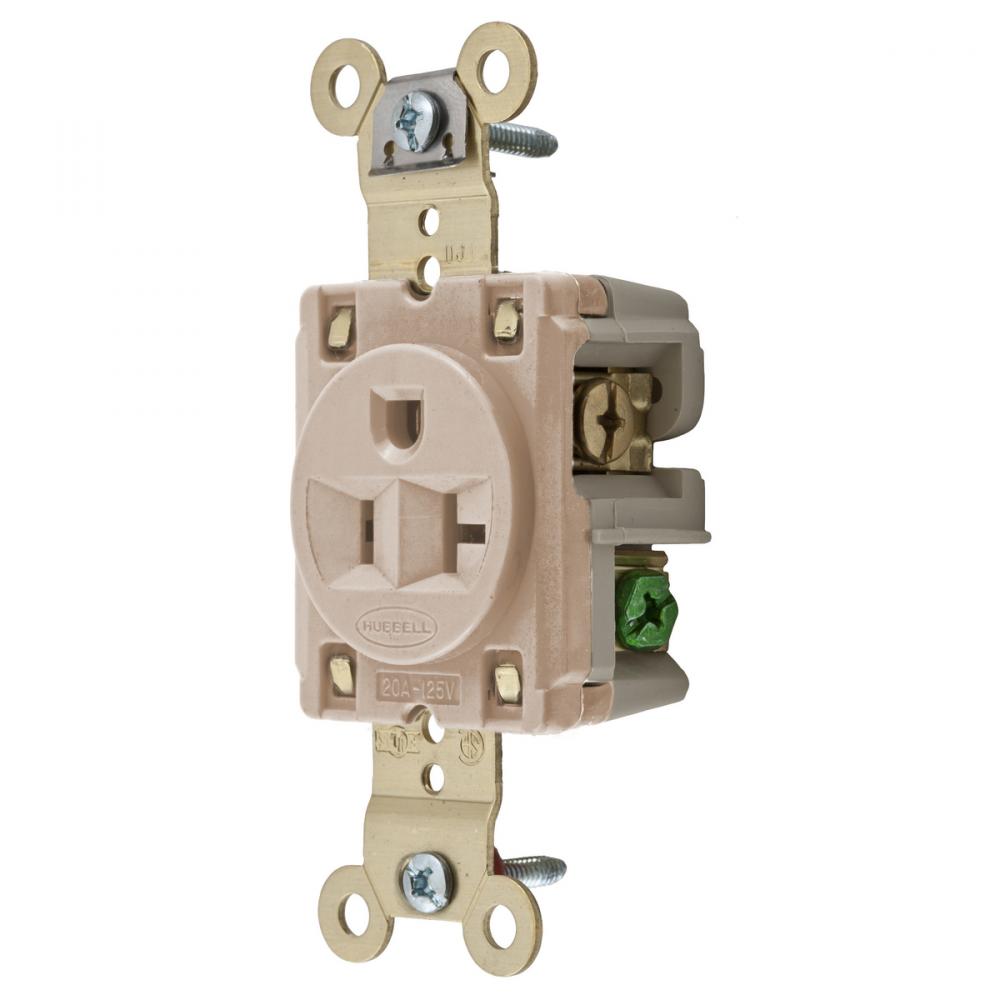 SGL RCPT, IND GRD, 20A 125V, 5-20R, LA