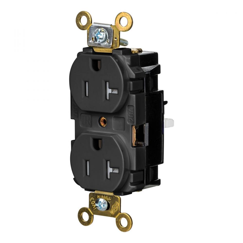 DPLX RCPT IND, TR, SPRG TRM 20A 125V, BK