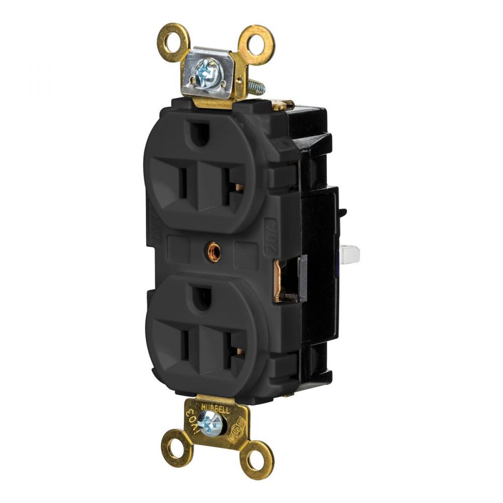 DPLX RCPT, IND, SPRG TRM, 20A 125V, BK