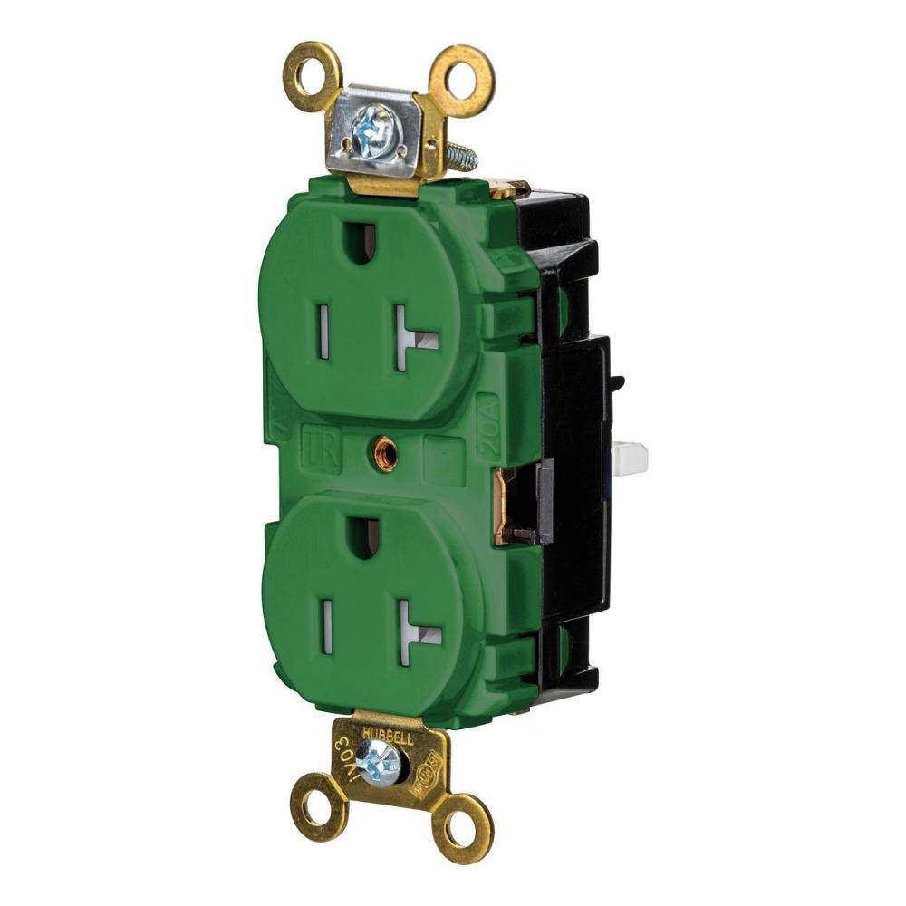DPLX RCPT IND, TR, SPRG TRM 20A 125V, GN