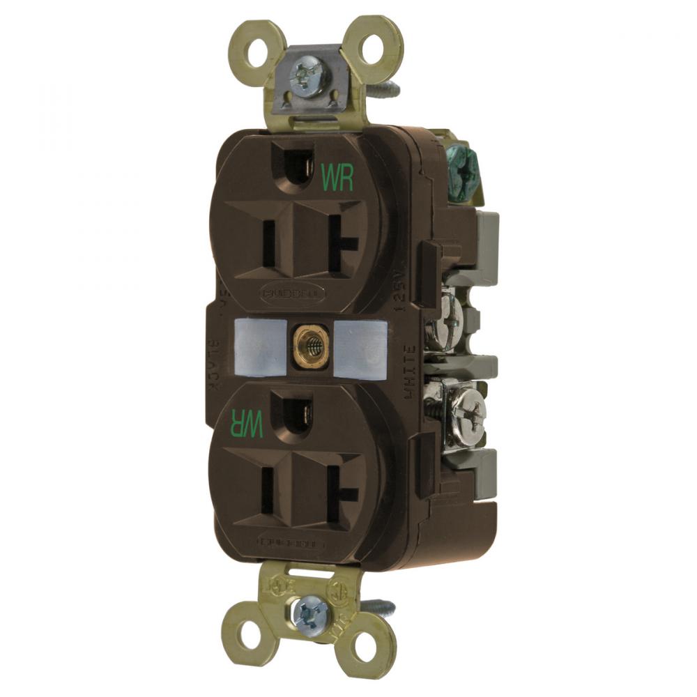 WR RCPT, DUP, SB, HD SPEC, 20A 125V, BR
