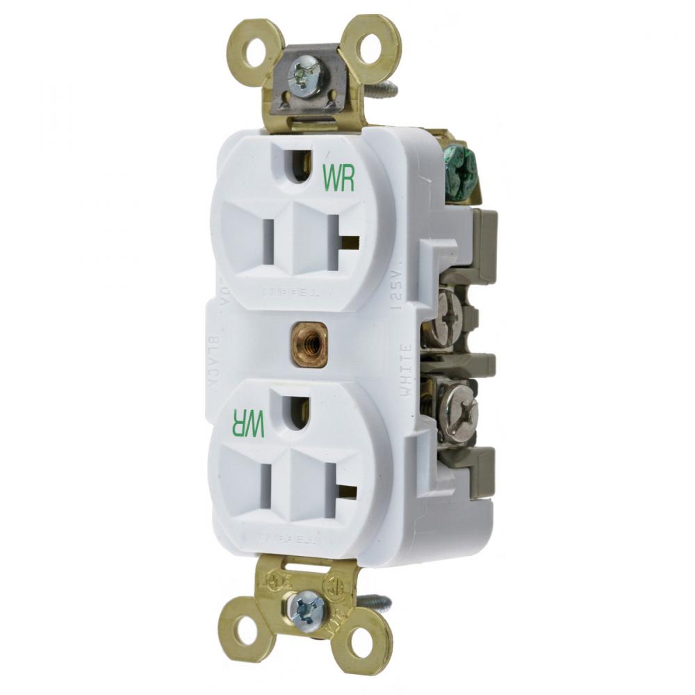 WR RCPT, DUP, SB, HD SPEC, 20A 125V, WH
