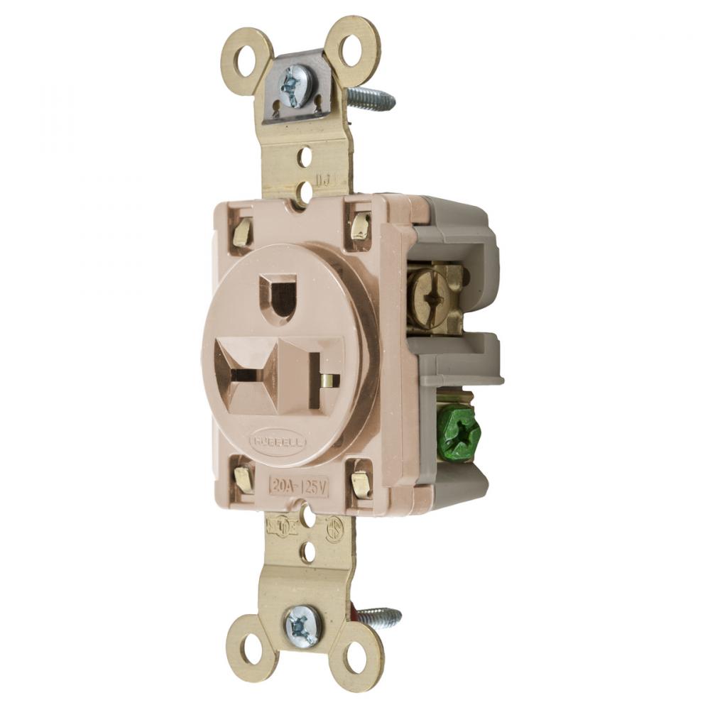SGL RCPT, IND GRD, 20A 250V, 6-20R, LA