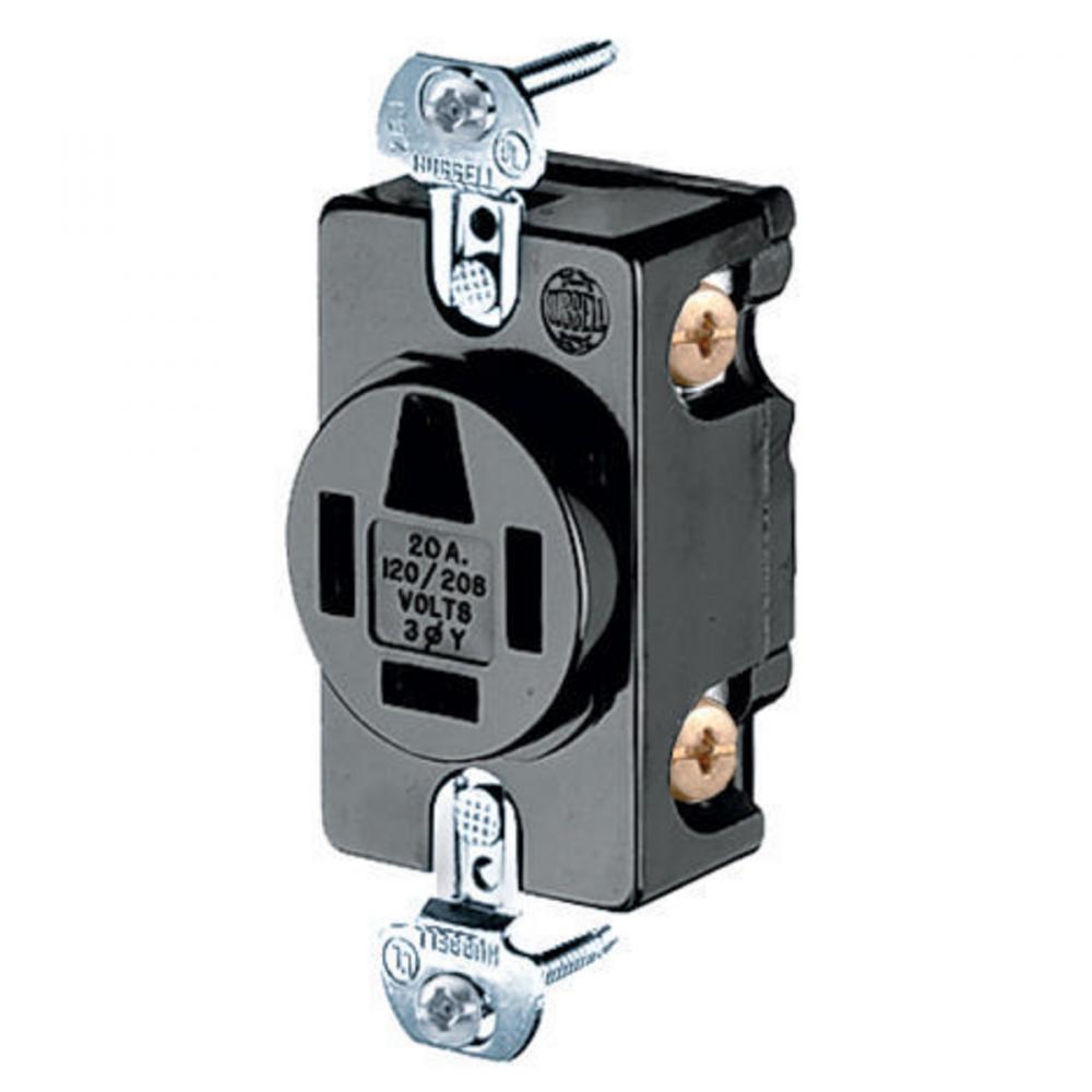 RCPT, 4P4W, 20A 120/208V, 18-20R, BK