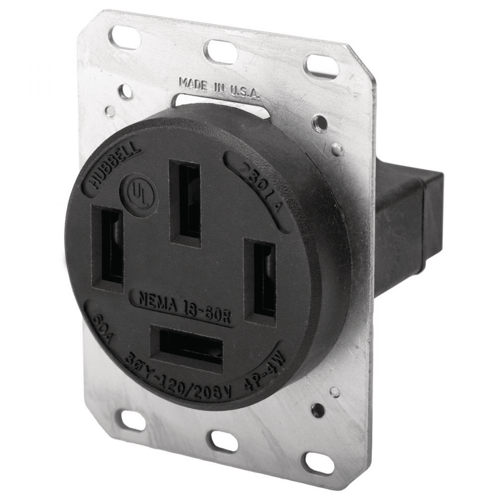 RCPT, 4P4W, 60A 120/208V, 18-60R, BK