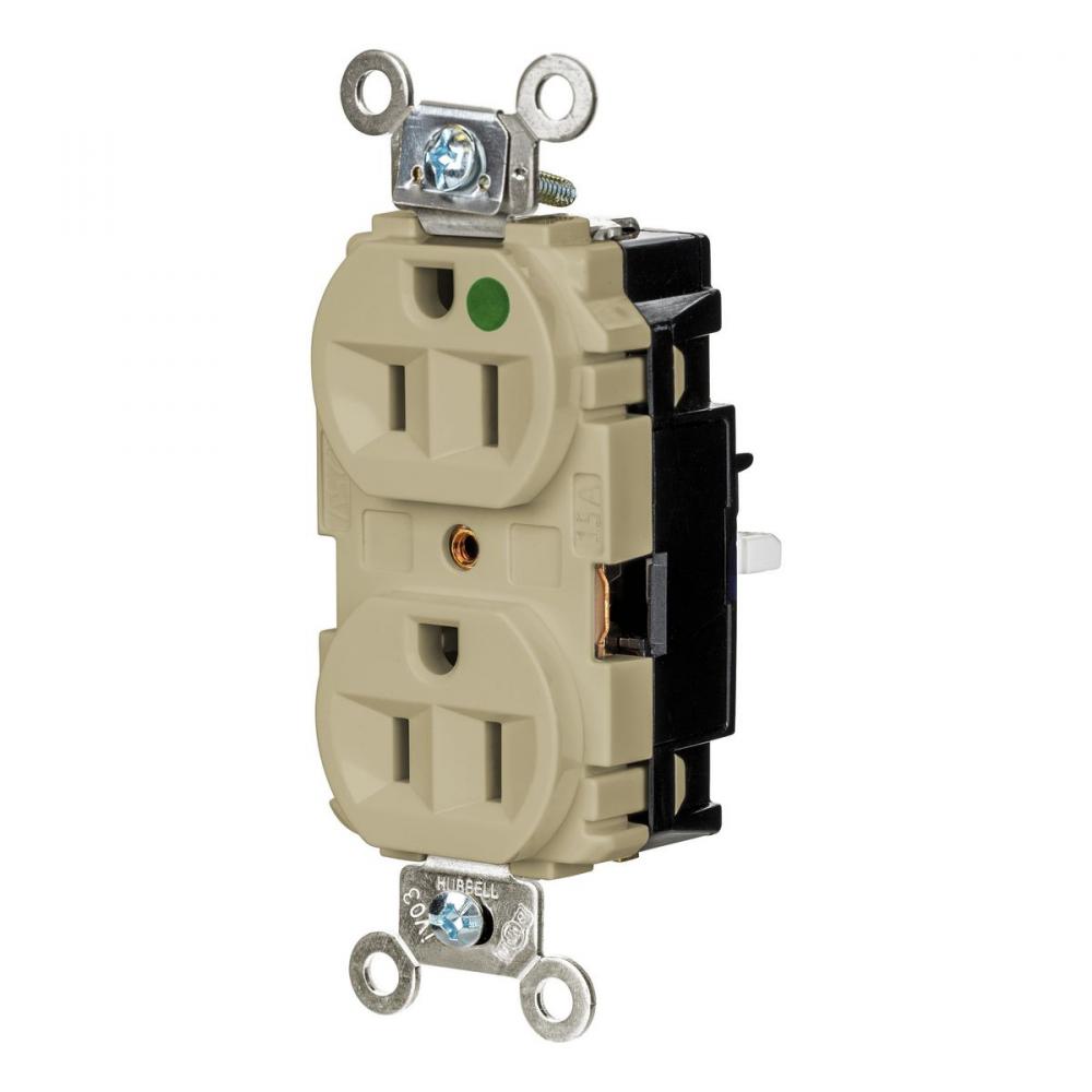 DPLX RCPT, HG, SPRG TRM, 15A 125V, IV