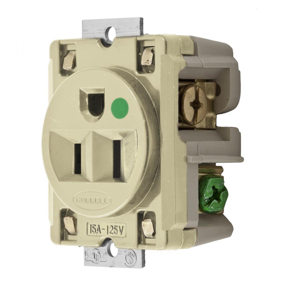 PANEL MT RCPT, HG, 15A 125V, 5-15R, IV