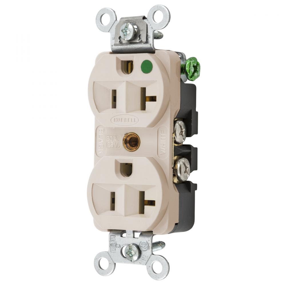 DUP RCPT, COM/HG, 20A 125V, 5-20R, LA
