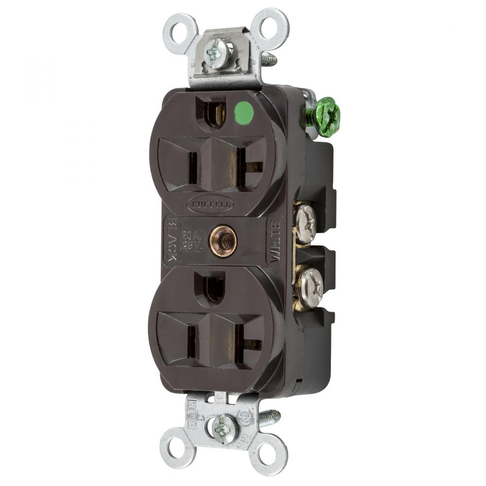 DUP RCPT, COM/HG, 20A 125V, 5-20R, BR
