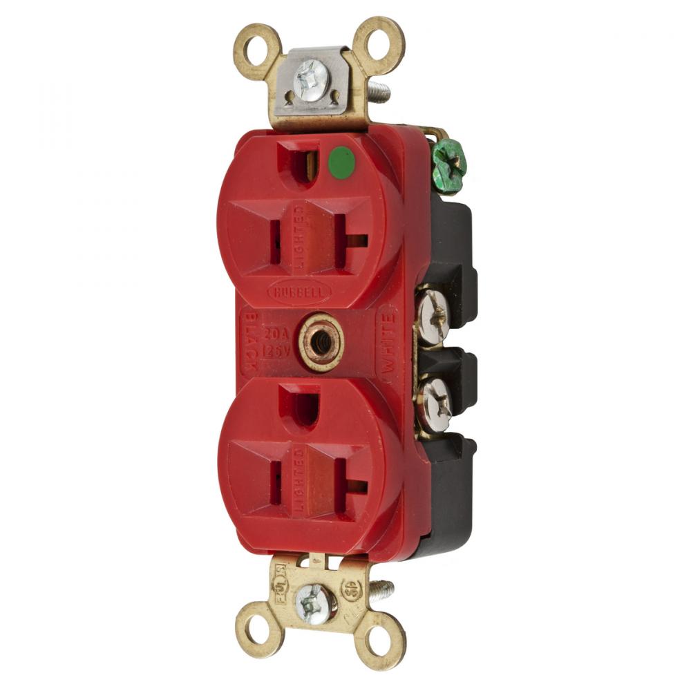 DUP RCPT, HG, 20A 125V, 5-20R, IL, RD
