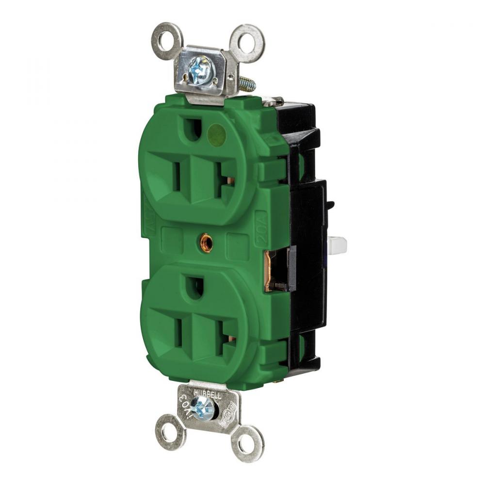 DPLX RCPT, HG, SPRG TRM, 20A 125V, GN