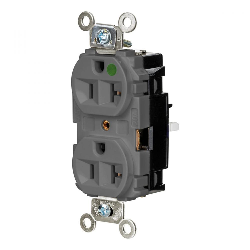 DPLX RCPT, HG, SPRG TRM, 20A 125V, GY