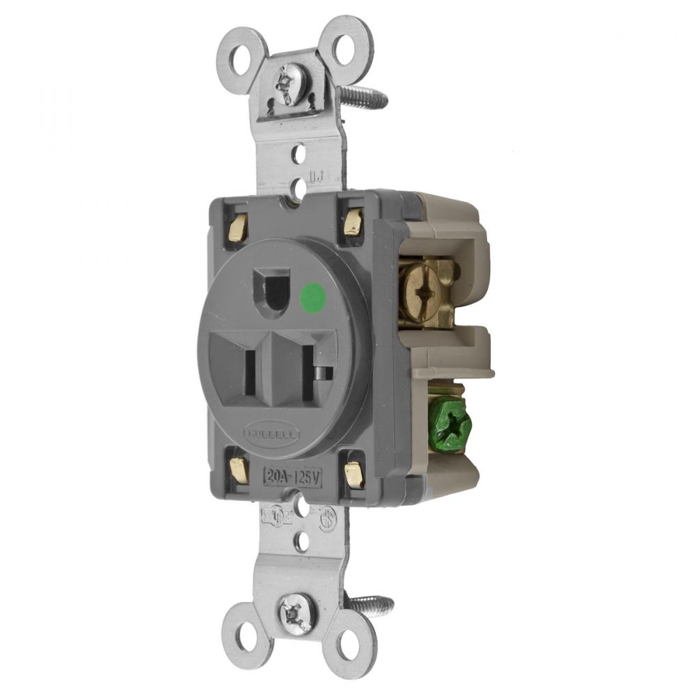 SGL RCPT, HG, 20A 125V, 5-20R, GY