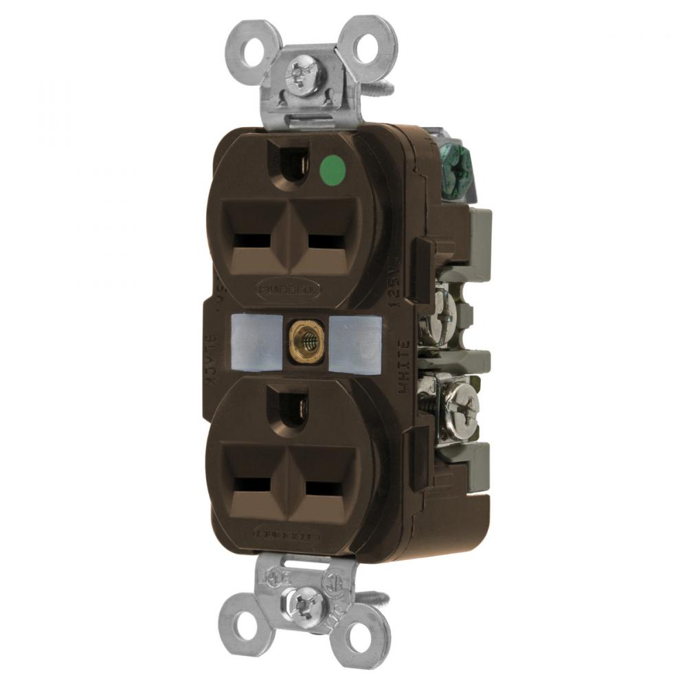 DUP RCPT, HG, 15A 250V, 6-15R, BR