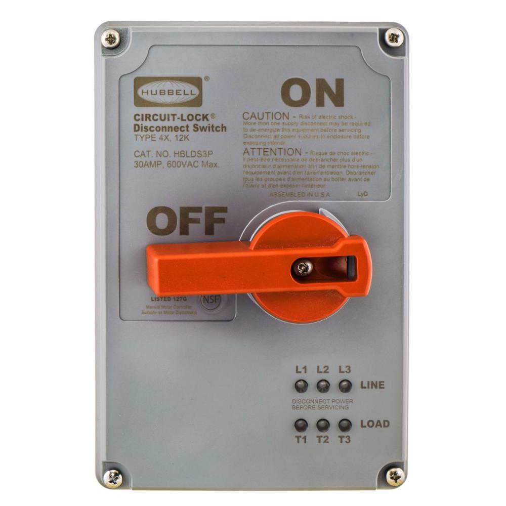 DISCONNECT COVER, 30A, LED PHASE IND, 4X