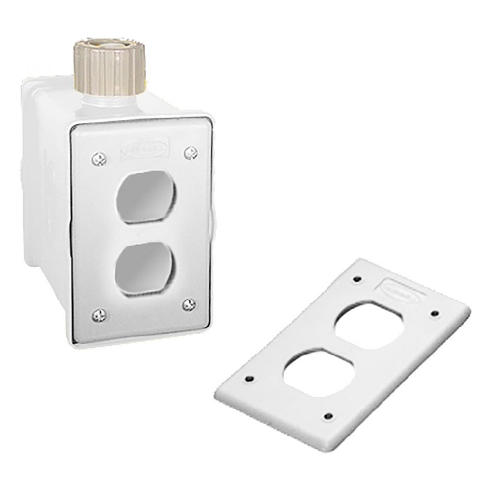 PORTABLE OUTLET BOX, 2) DUP PLT, WH