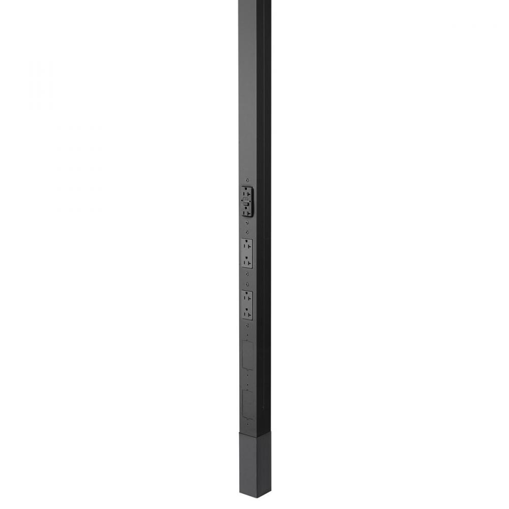 SVCE POLE, 12&#39;2&#34;, 1 GFCI, 2 SL REC, BLK