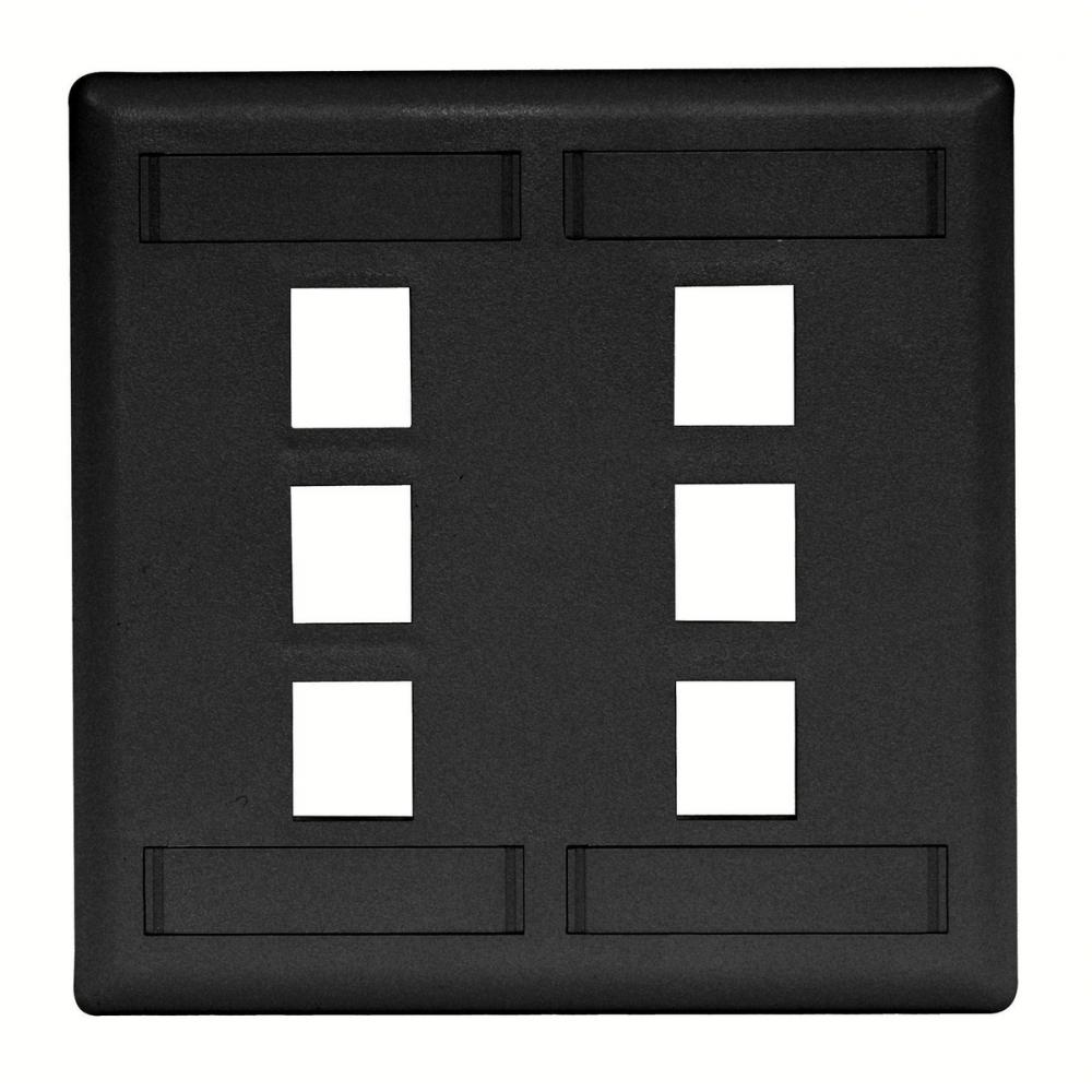 PLATE, WALL,FLUSH,2-G,6PORT,BK