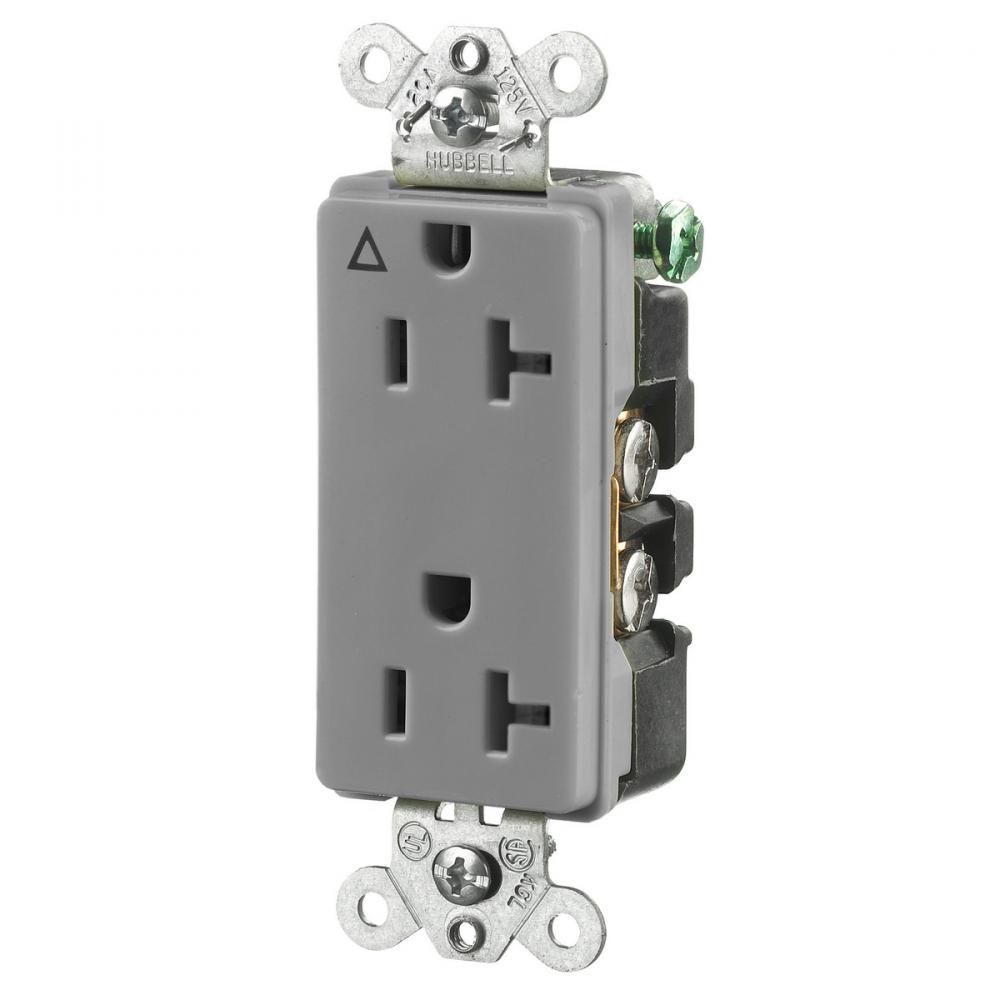 STYLE DUP RCPT, IG, 20A 125V, 5-20R, GY