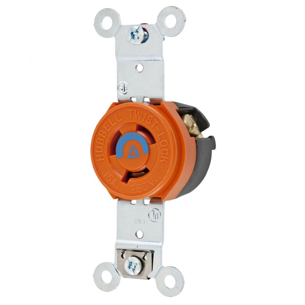 LKG SGL RCPT, IG, 15A 250V, L6-15R, OR