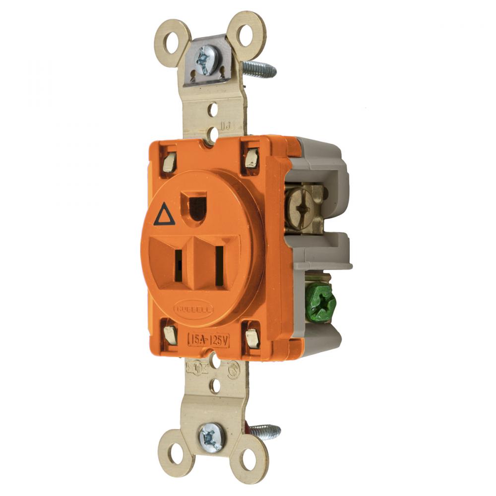 SGL RCPT, IG, 15A 125V, 5-15R, OR