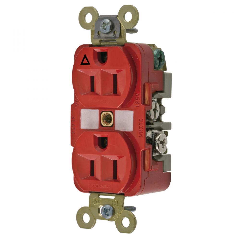 DUP RCPT, IG, 15A 125V, 5-15R, RD