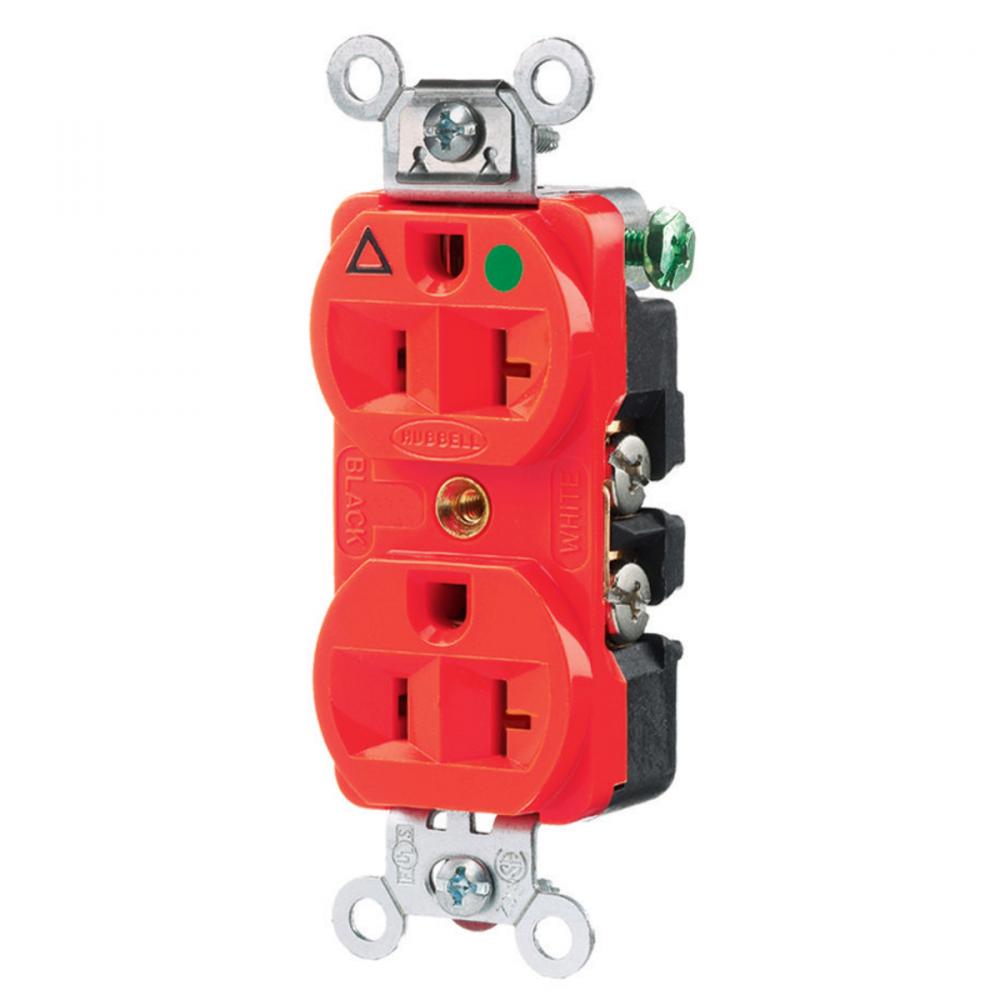DUP RCPT, IG, HG, 20A 125V, 5-20R, RD