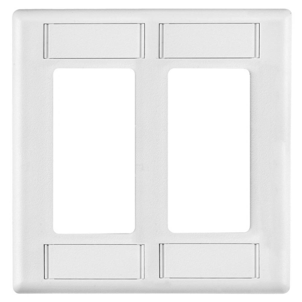 PLATE,2G,2 DECO,W/LABELS,WH