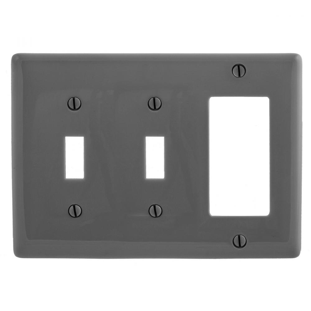 WALLPLATE, M-SIZE 3-G, 2) TOG 1) DEC, GY