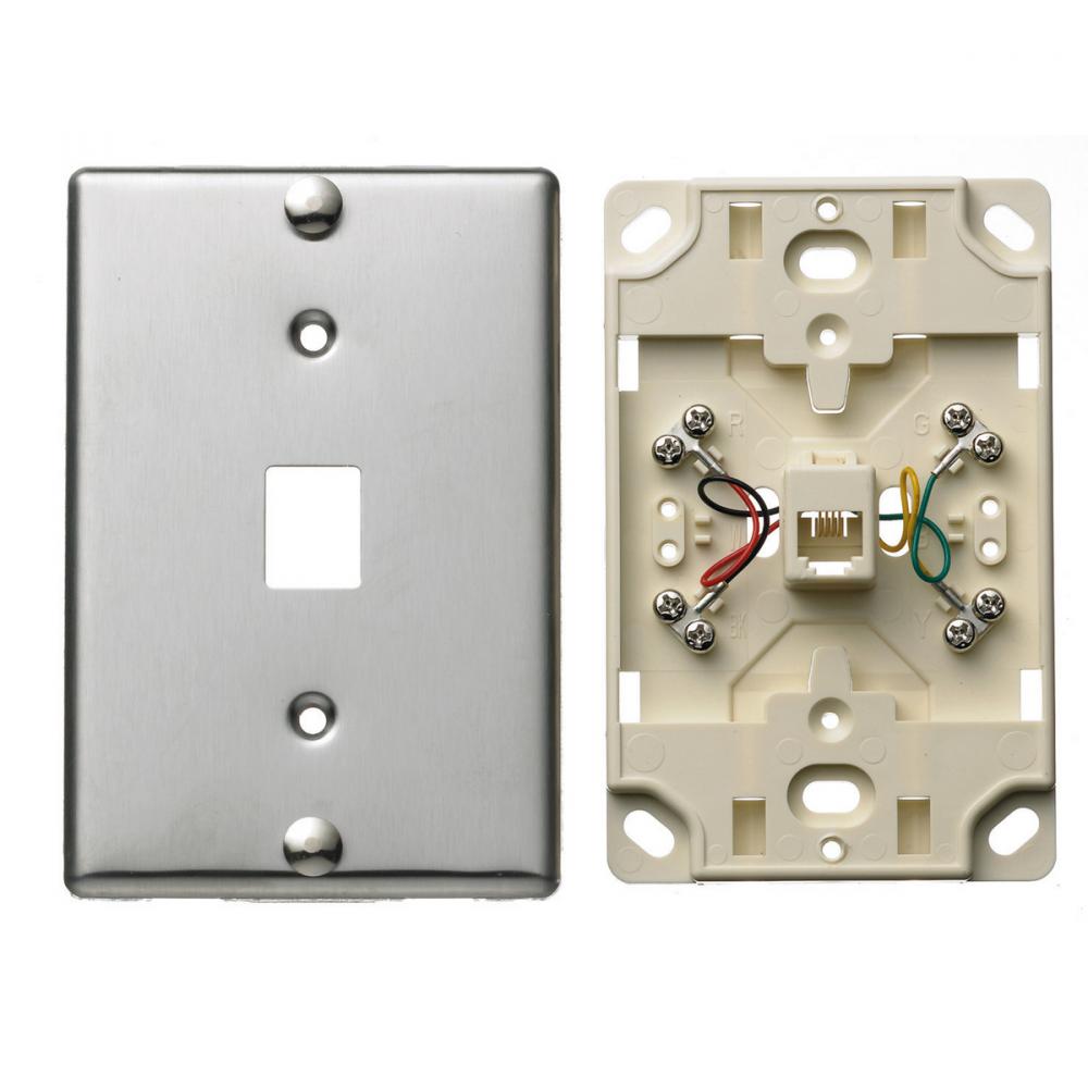 PLATE, WALL PHONE,6POS 4CON,S/TERM,SS