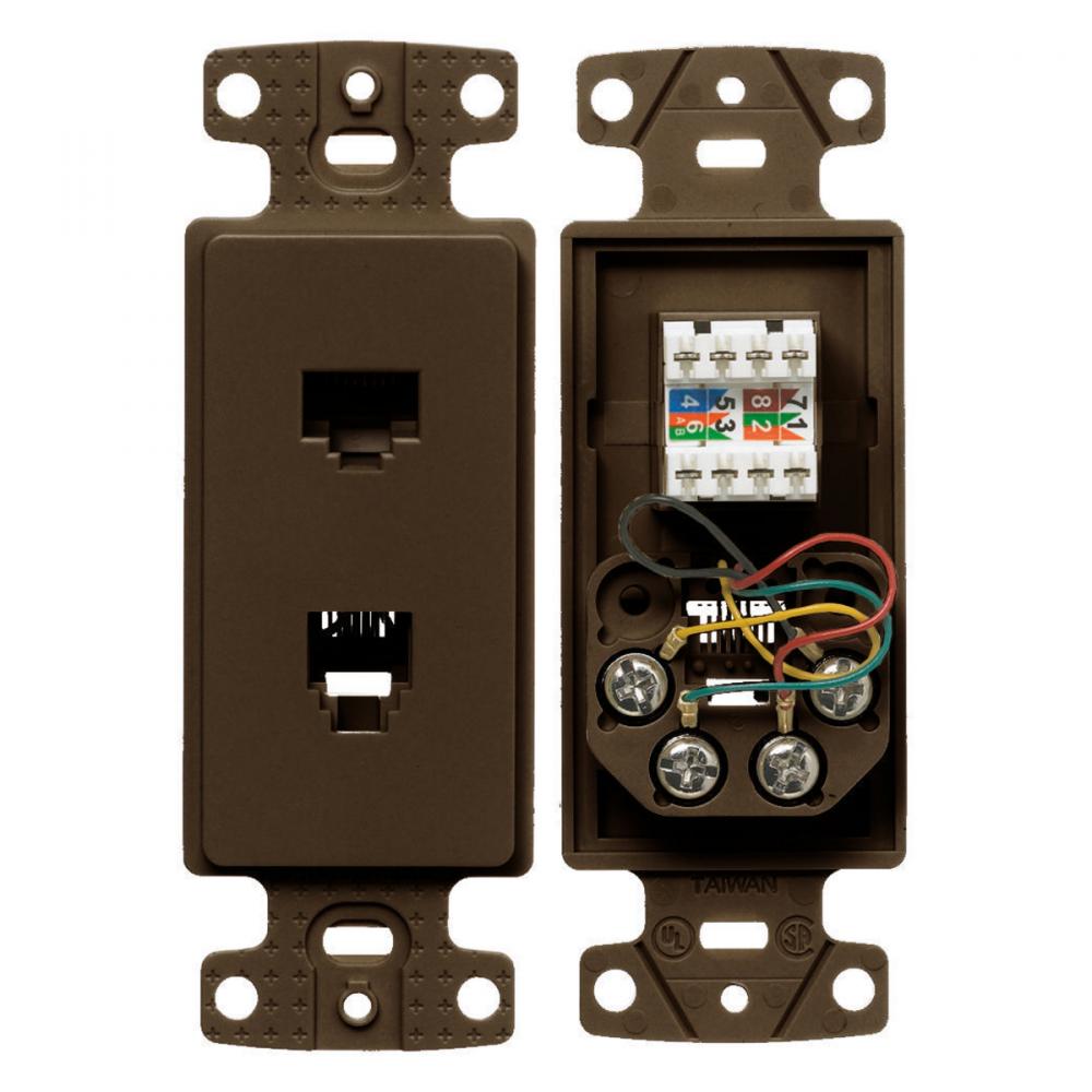 PLATE, FRAME,W/CAT5E/JK,6POS,4C,S/TRM,BN