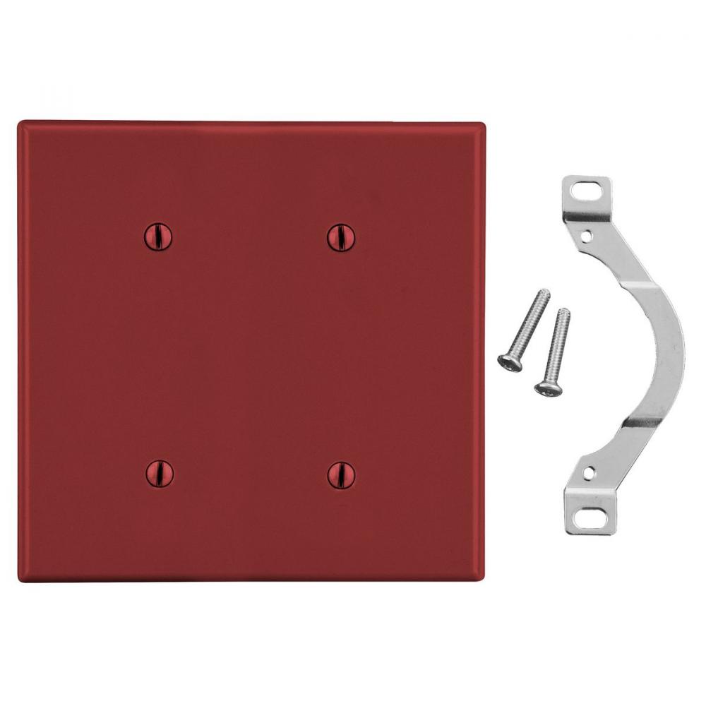 WALLPLATE, 2-G, 2) STRP MT BLANK RED