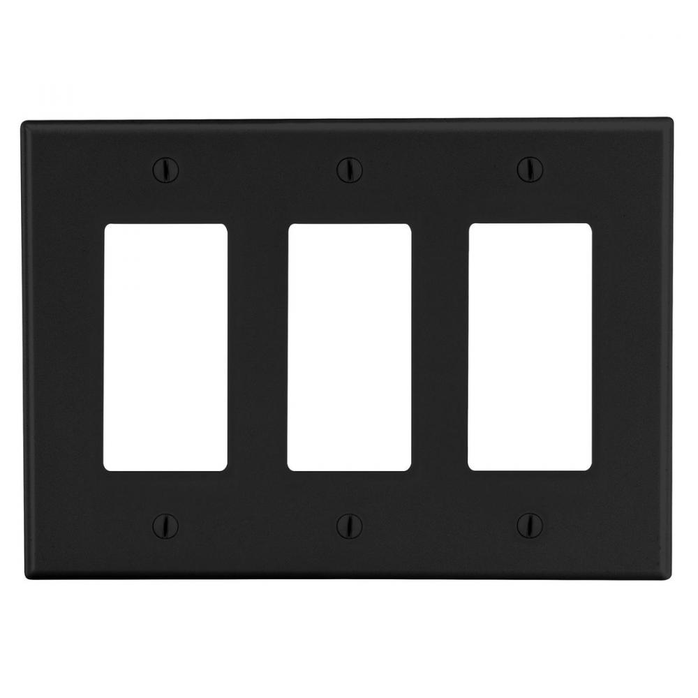 WALLPLATE, 3-G, 3) DEC, BK