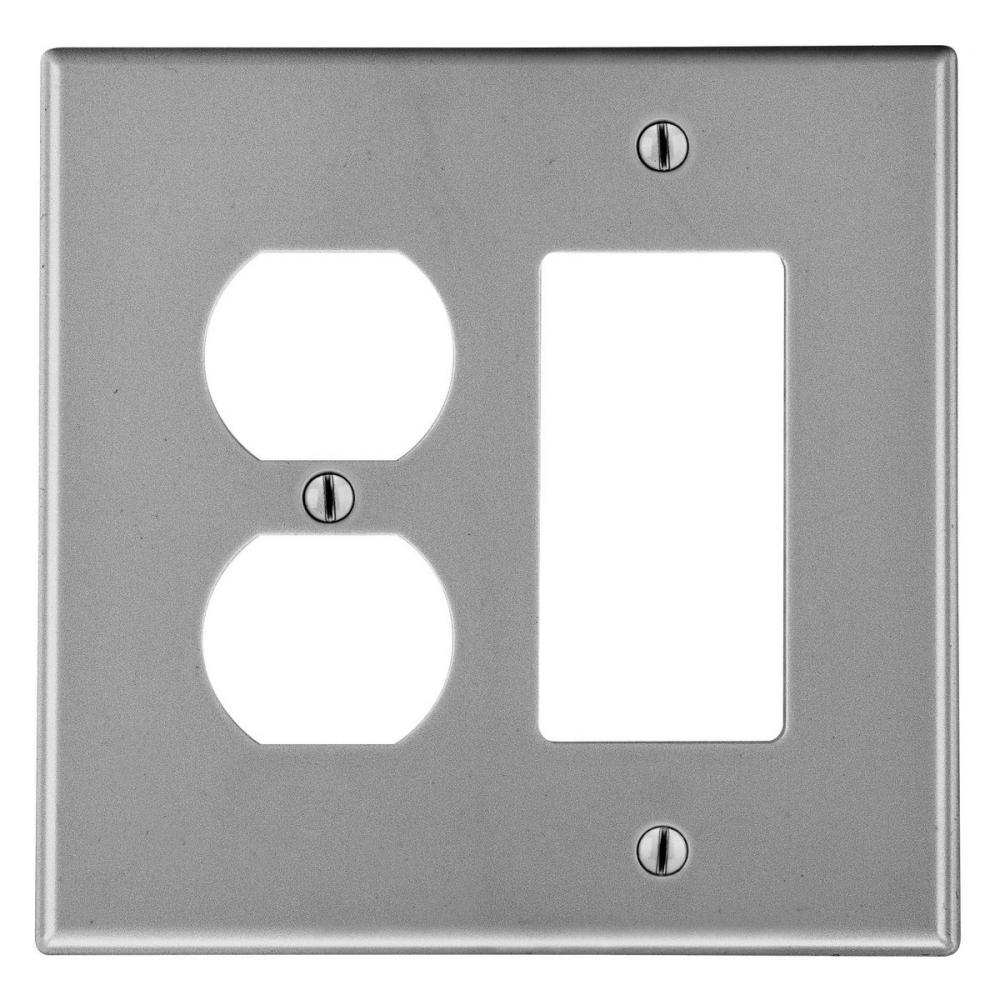 WALLPLATE, 2-G,  1) DUP 1) DEC, GY