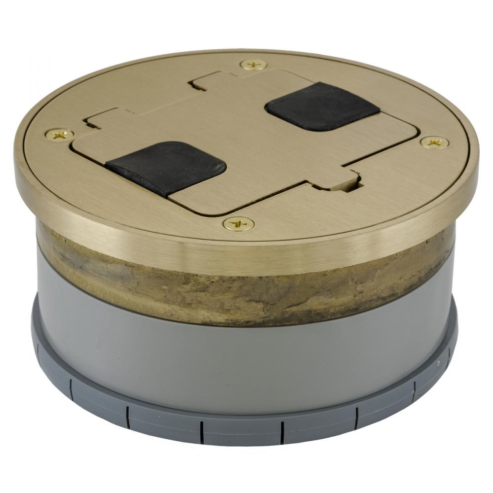 FLOOR BOX FLNG AND DOOR, TILE TRIM BRASS