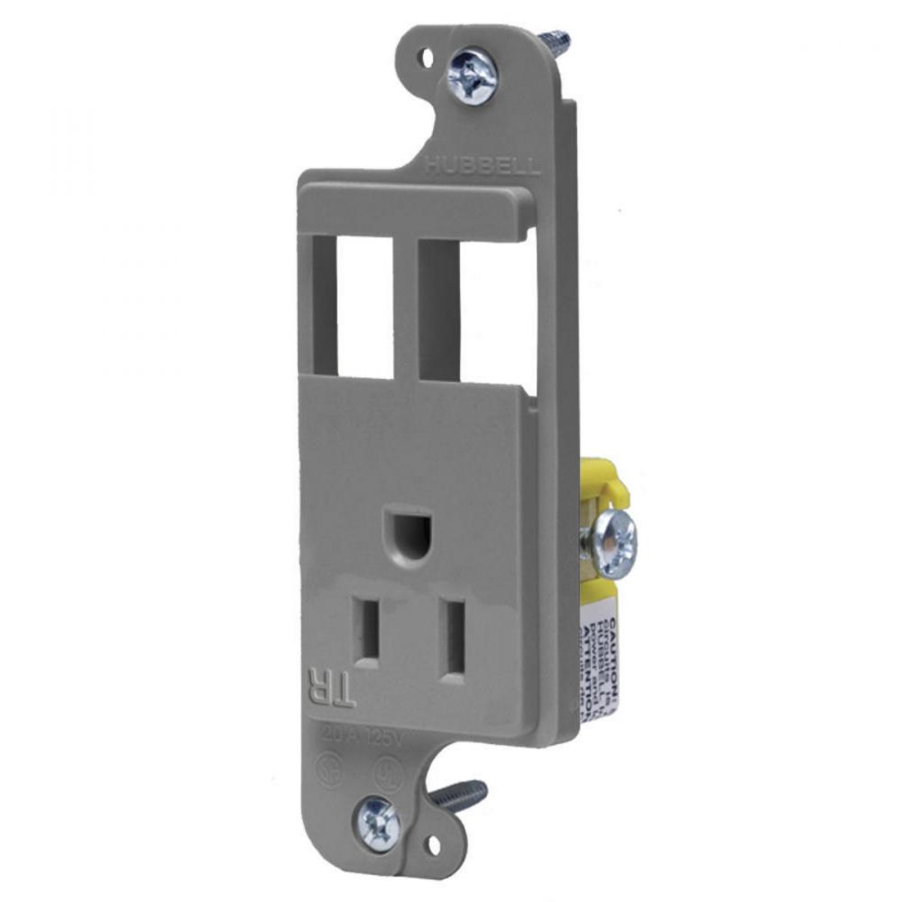 JLOAD 15A RECEPT TR & 2 PORTS, GRAY