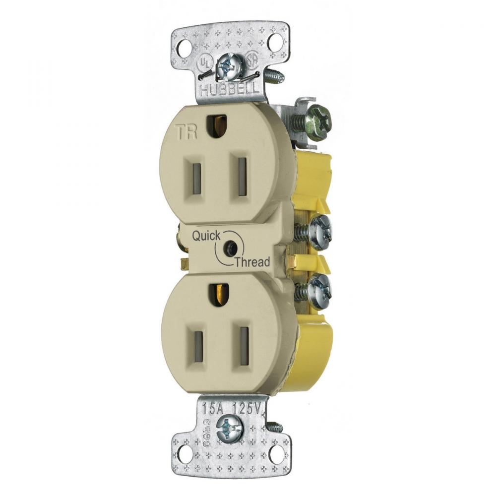 RCPT, DUP, TR, 15A 125V, QCK-PLT, IV