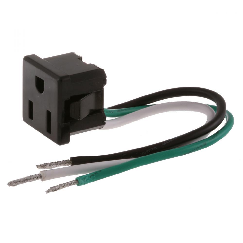 RECEPT SINGLE 5-15 SNAP IN BLACK