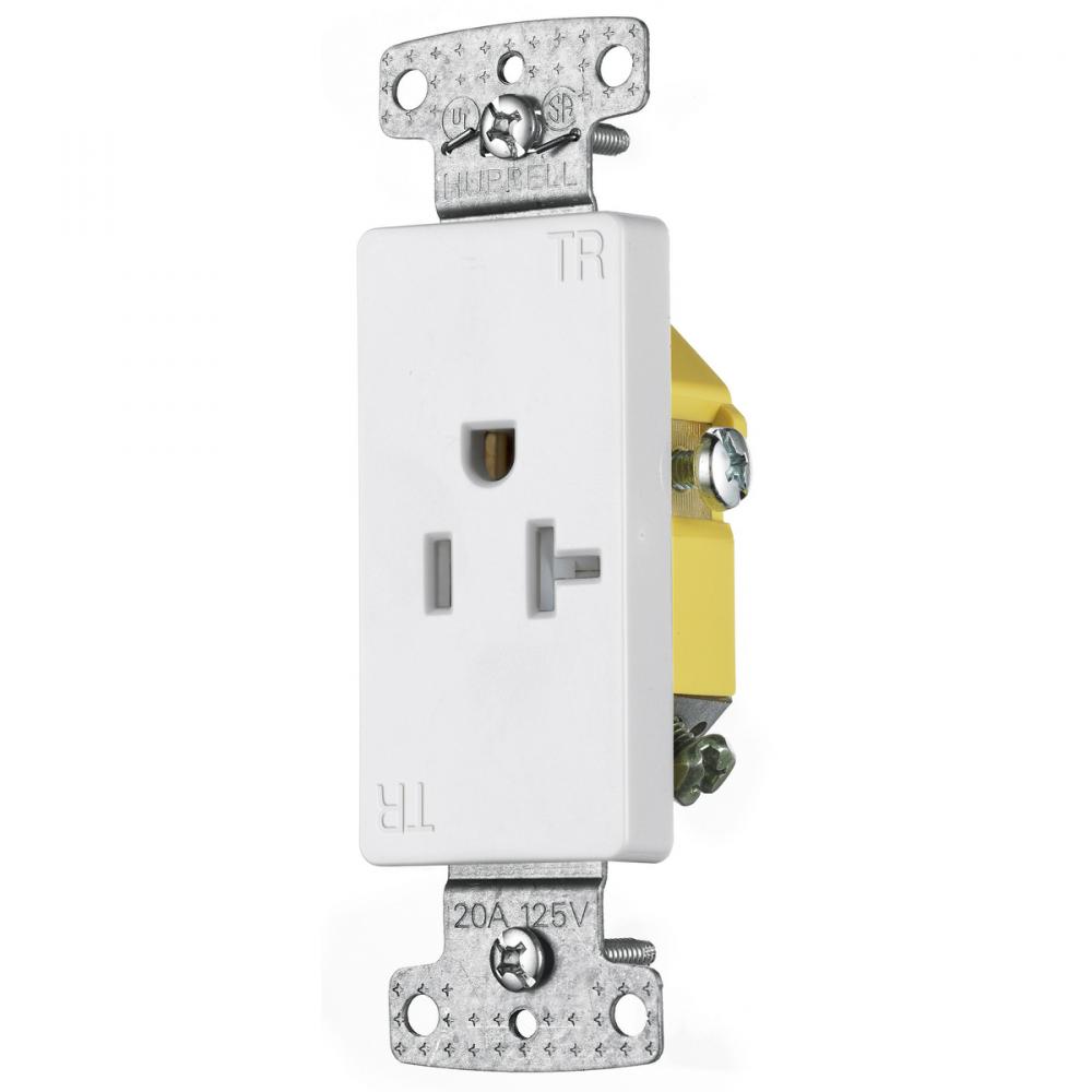 RESI SGL RCPT, 20A 125V, DEC, TR,WH