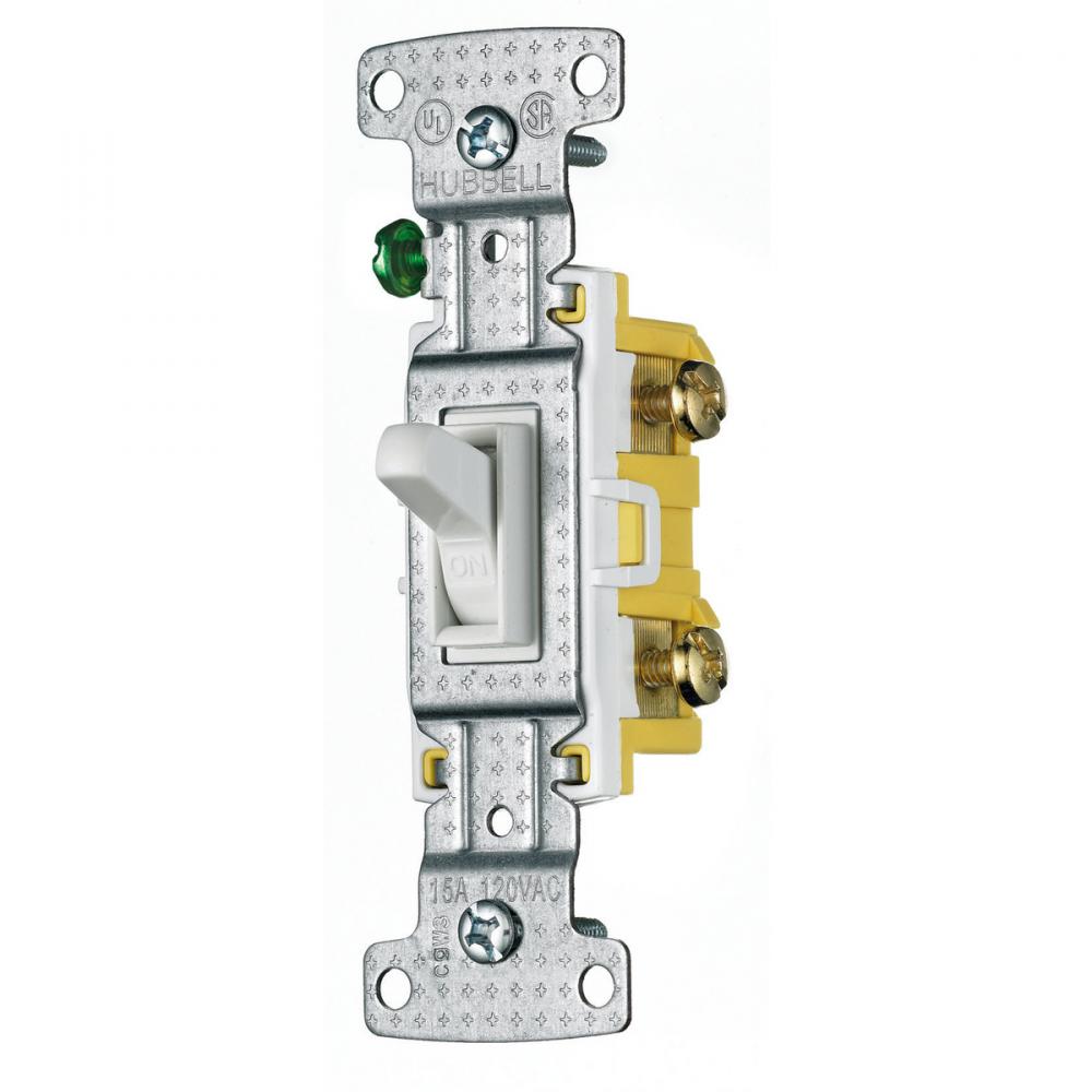 RESI TOG SWITCH, 3 WAY IL, 15A 120V, WH