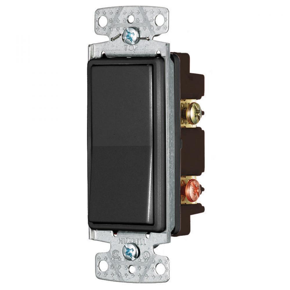 RESI ROCKER SW, DP, 15A 120/277V, BK